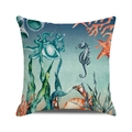 Watercolor sea creature pillow cover with octopus and seahorse on linen texture - Watercolor Sea Elements Mix(30) / 18x18 Inch