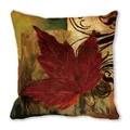 Square fall pillow cover with red maple leaf art on peach skin fabric - Abstract Maple Painting (25)