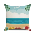 Summer beach theme square cushion cover with watercolor flip flops and waves - Summer Artistic Font (36)