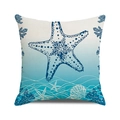 Housse de coussin carrée thème océan avec motif étoile de mer bleue et corail - Style Dégradé Corail Étoile de Mer Bleu Foncé (36) / 45x45cm