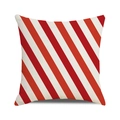 Federa per cuscino quadrata nautica con strisce diagonali rosse e bianche in lino - Righe Rosso e Bianco / 45x45 cm