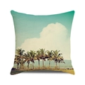 Fodera per cuscino con paesaggio tropicale e palme in stile vintage verde petrolio - Paesaggio Verde Vintage Nostalgico (Stile 35)