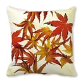Watercolor autumn maple leaves cushion cover in red and orange tones for sofa decor - Beige Three-color Maple (26)
