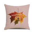 Housse de coussin en lin rose avec motif feuille d'érable et détails de cœurs - Feuille d'Érable et Cœurs sur Rose (25)