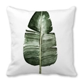 Square peach skin pillowcase with watercolor tropical green banana leaf print on white - Watercolor Banana Leaf Pattern (22)