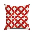 Fodera per cuscino nautica con motivo geometrico ad anello rosso su tessuto di lino - Motivo Geometrico a Cerchi Sovrapposti / 45x45 cm
