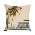 Fodera per cuscino vintage con palme di cocco e van da surf retrò in giallo - Van Vintage con Tavola da Surf (Stile 36)