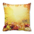 Square autumn maple leaves throw pillow cover in warm watercolor forest pattern - Forest Light Maple (27)
