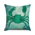 Housse de coussin carrée avec motif de crabe sarcelle vintage et imprimés marins corail - Style Océan Coquille de Crabe Sarcelle (38) / 45x45cm
