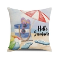 Watercolor summer beach pillow cover featuring Hello Summer text and flip flops - Beach Bag Sunglasses Style (39)
