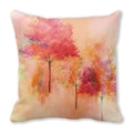 Square peach skin pillowcase with watercolor autumn tree design in pink and orange - Pink Orange Art Tree (28)