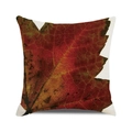 Housse de coussin carrée avec motif de feuilles d'automne brun rouge sur tissu en lin - Feuille d'Automne Rouge Brun Réaliste (27)