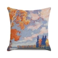 Artistic oil painting style Thanksgiving autumn forest tree cushion cover in square shape - Colorful Autumn Trees Purple Sky (38) / 18x18 Inch