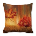 Square autumn maple leaf oil painting style decorative throw pillow cover in warm orange - Golden Autumn Painting (29)