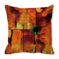 Abstract geometric autumn leaves cushion cover in orange and rust red peach skin fabric - Modern Abstract Blocks (30)