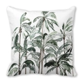 Tropical green palm tree sketch print on square white peach skin throw pillow cover - Sketch Tropical Palm Forest Pattern (27)