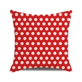 Fodera per cuscino rossa a pois bianchi in tessuto di cotone e lino di alta qualità - Rosso con pois bianchi / 45x45 cm