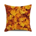 Square autumn cushion cover featuring vibrant orange maple leaf patterns on linen fabric - 18x18 Inch / Bright Yellow and Dark Orange Maple(18)