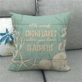 Detailed texture of starfish and coral watercolor print on linen throw pillow case - Tiffany Blue Starfish (14)