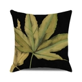 Housse de coussin noire carrée avec motif de feuille d'érable verte pour décor d'automne - Feuille d'Érable Verte Unique sur Noir (38)