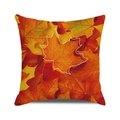 Square autumn maple leaf throw pillow cover with vibrant orange foliage print - 18x18 Inch / Red Orange Maple with White Outline(35)