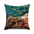 Detail of square pillowcase with digital print of marine iguanas and underwater sea life - Marine Iguana Style (1)