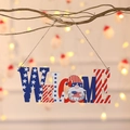 Patriotic wooden Welcome sign with gnome and US flag elements for Independence Day decor - Welcome Style