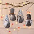 Set of 4 handmade Nordic forest gnome plush ornaments for Christmas tree decoration - Set of 4 / Gray