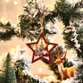 Adorno navideño de madera en forma de estrella con luz LED y escena de bosque de gnomos - Estrella de cinco puntas