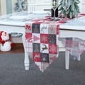 Christmas table runner with plaid reindeer and snowflake patterns and wavy edges - Plaid Style
