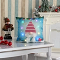 Close-up of LED Christmas gnome pillowcase featuring 3D white plush beard and colorful lights - Braid Style
