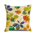 Square autumn leaf pillow case featuring vibrant multi-colored foliage on linen texture - Colorful Autumn Leaves(1)