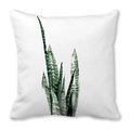 Minimalist square throw pillow cover with watercolor tropical snake plant print on white - Watercolor Snake Plant Pattern (18)