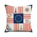 Watercolor nautical cushion cover featuring anchors and lighthouses on striped patterns - Red White Stripe Sea Element Style (2)