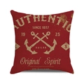 Vintage nautical anchor cushion cover in red canvas with Authentic Sailor print - Pure Red Vintage Double Anchor Style (1)