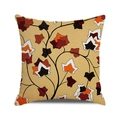 Square autumn maple leaf cushion cover with orange and red foliage print on beige fabric - Beige Maple Ivy Leaves(2)