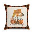 Detail van herfst kussenhoes met Thanksgiving kabouters, pompoenen en zonnebloemen - Thanksgiving Kabouter Pompoen Truck (1)