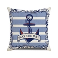 Housse de coussin carrée style nautique avec ancre, rayures bleues et texte - Style Ancre Et Rayures (2)
