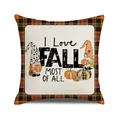 Detail of fall gnome throw pillow cover with Love Fall Most of All text and pumpkin design - Love Fall Most of All Gnomes (8)