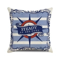 Housse de coussin nautique vintage avec boussole, ancre et rayures bleues - Boussole Nautique Vintage (4)
