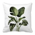 Square pillowcase featuring watercolor tropical green leaves on white peach skin fabric - Tropical Broad Leaf Watercolor Pattern (24)