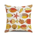Watercolor ocean shark cartoon square cushion cover with orange marine pattern print - Warm Tone Cartoon Sea Life Pattern (14)