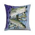 Close-up of vibrant watercolor fish and shark illustration on a square cushion cover - Realistic Hand Drawn Fish Illustration (17)
