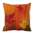 Square peach skin pillow cover with watercolor autumn maple leaves in red and gold - Gradient Stripe Maple (34)