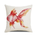 Dettaglio della federa in lino con stampa artistica di pesce rosso ad acquerello - Stile Pesce Rosso Acquerello (2)