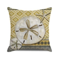 Detail of square cushion cover with watercolor sand dollar and starfish ocean patterns - 18x18 Inch / Yellow Rhombus Pattern Sea Life Style (10)