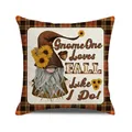 Fall gnome square cushion cover with sunflower accents and orange plaid border - Deeply Love Fall Gnomes (20)