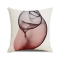 Detail of seashell cushion cover showing fine linen texture and artistic pink shell print - 18x18 Inch / Abstract Shell Style (6)