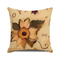 Square cotton linen throw pillow cover with vintage fall floral art in warm tones - Vintage Floral Art(4)