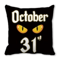 Halloween October 31st black pillowcase with yellow cat eyes design for home sofa decor - October 31st Cat Eyes Style (ZT360-5)
